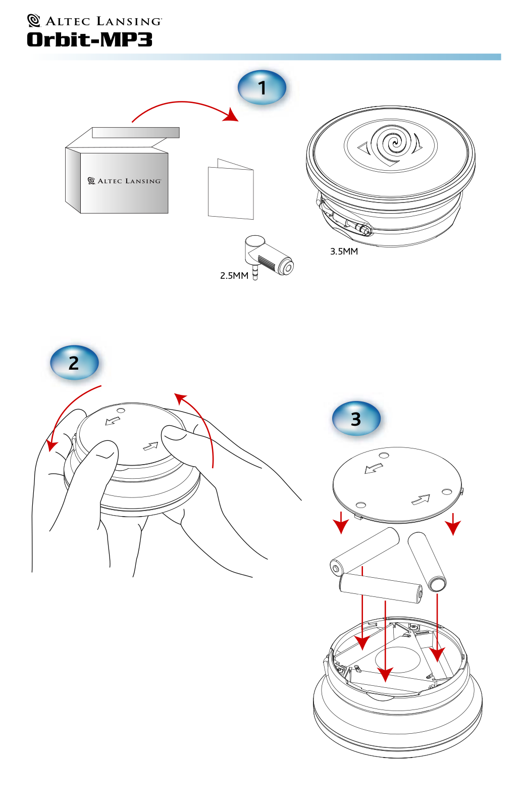 Altec lansing ORBIT-MP3 QUICK START GUIDE