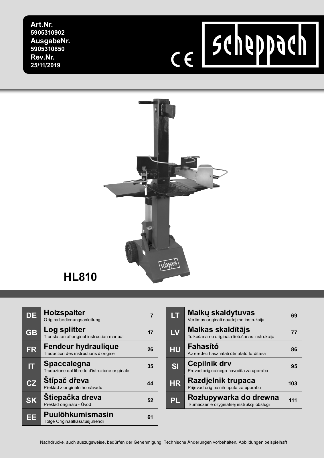 Scheppach HL 810 User Manual