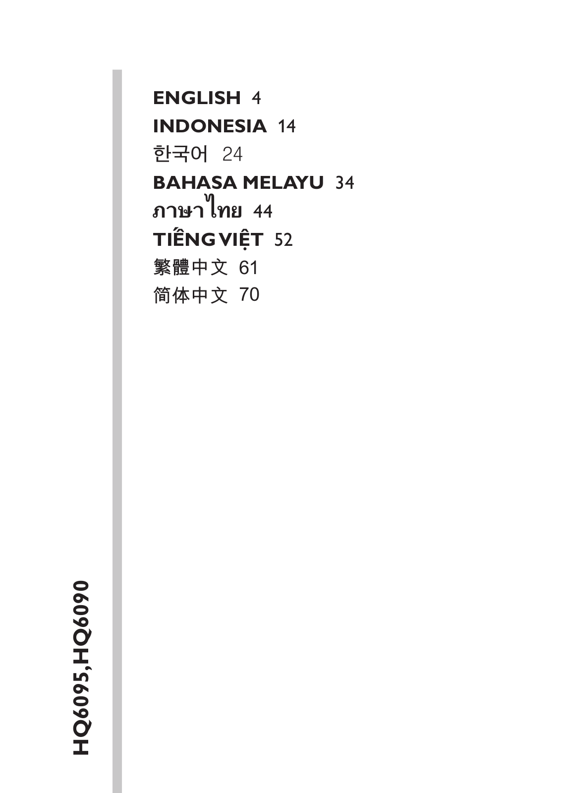 Philips HQ6095, HQ6090 User Manual