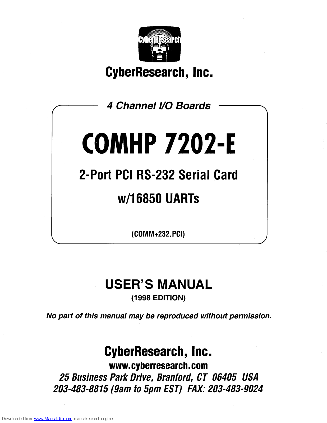 CyberResearch COMPH 7202-E User Manual - ManualMachine.com