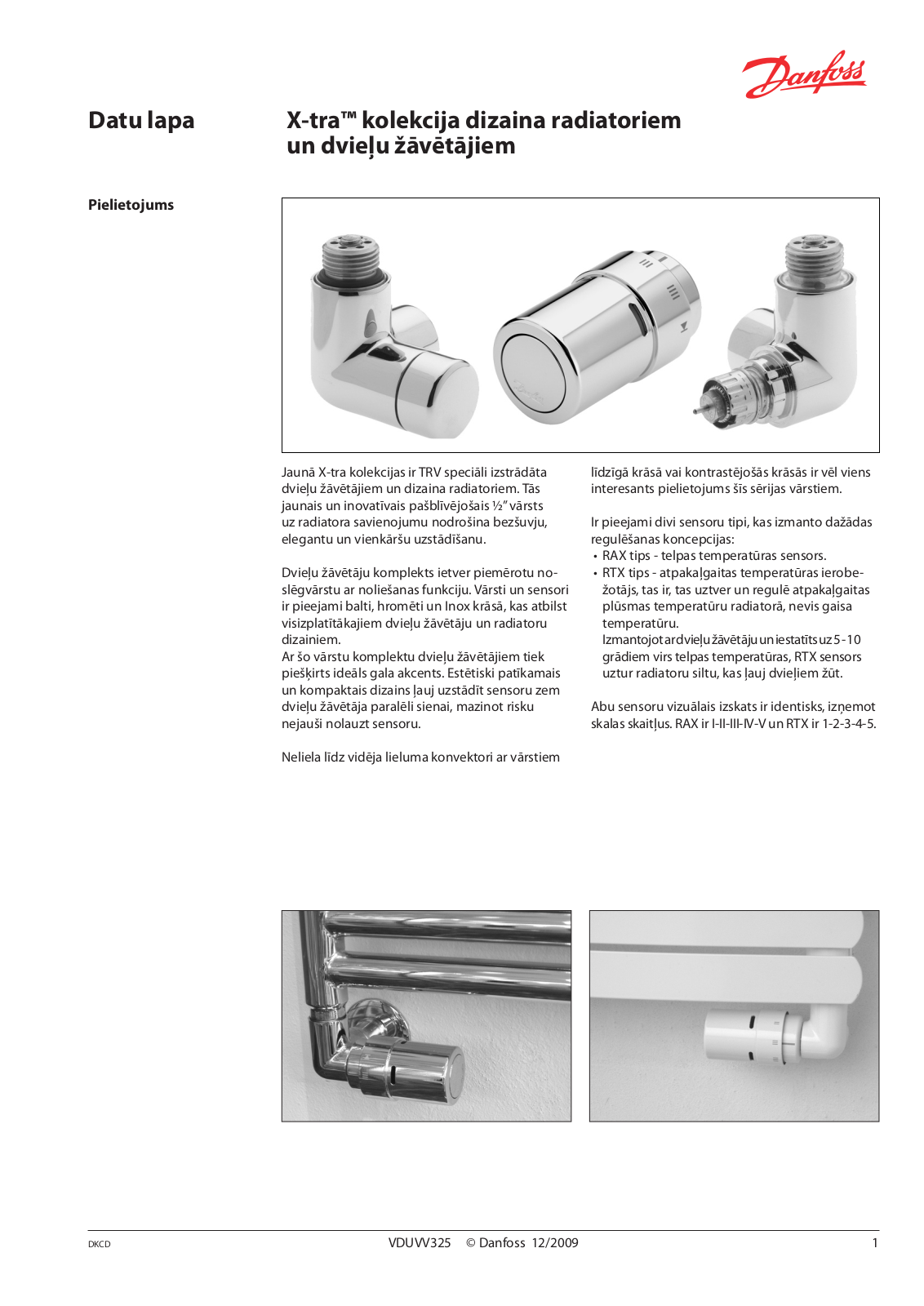 Danfoss RA-URX, RLV-X Data sheet