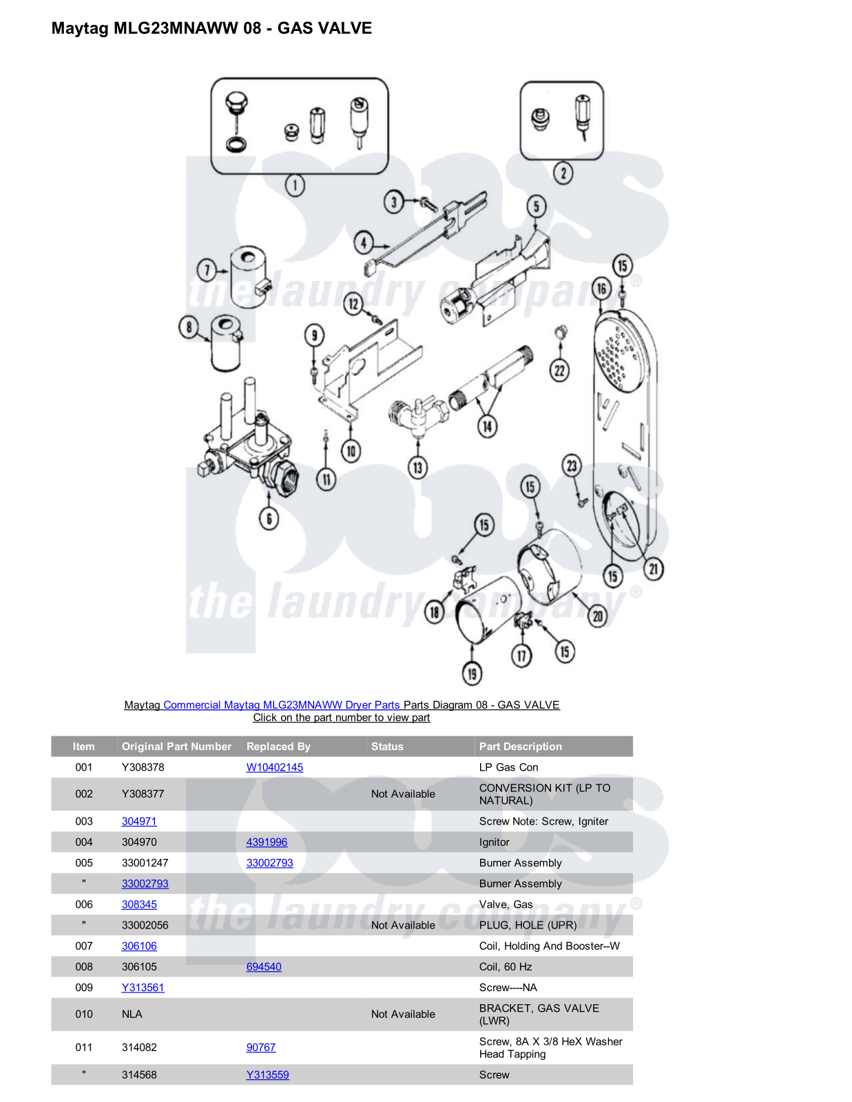 Maytag MLG23MNAWW Parts Diagram