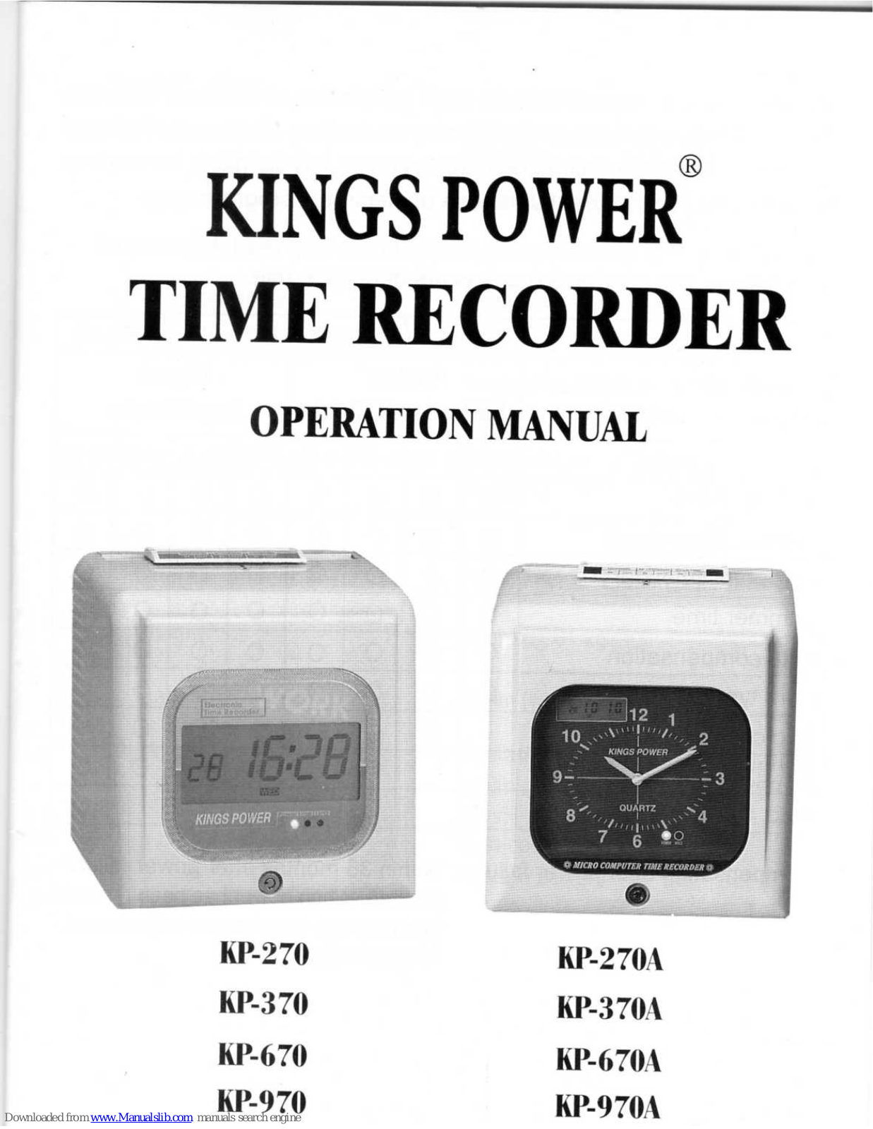 Kings Power KP-270, KP370, KP-670, KP-970, KP-270A Operational Manual