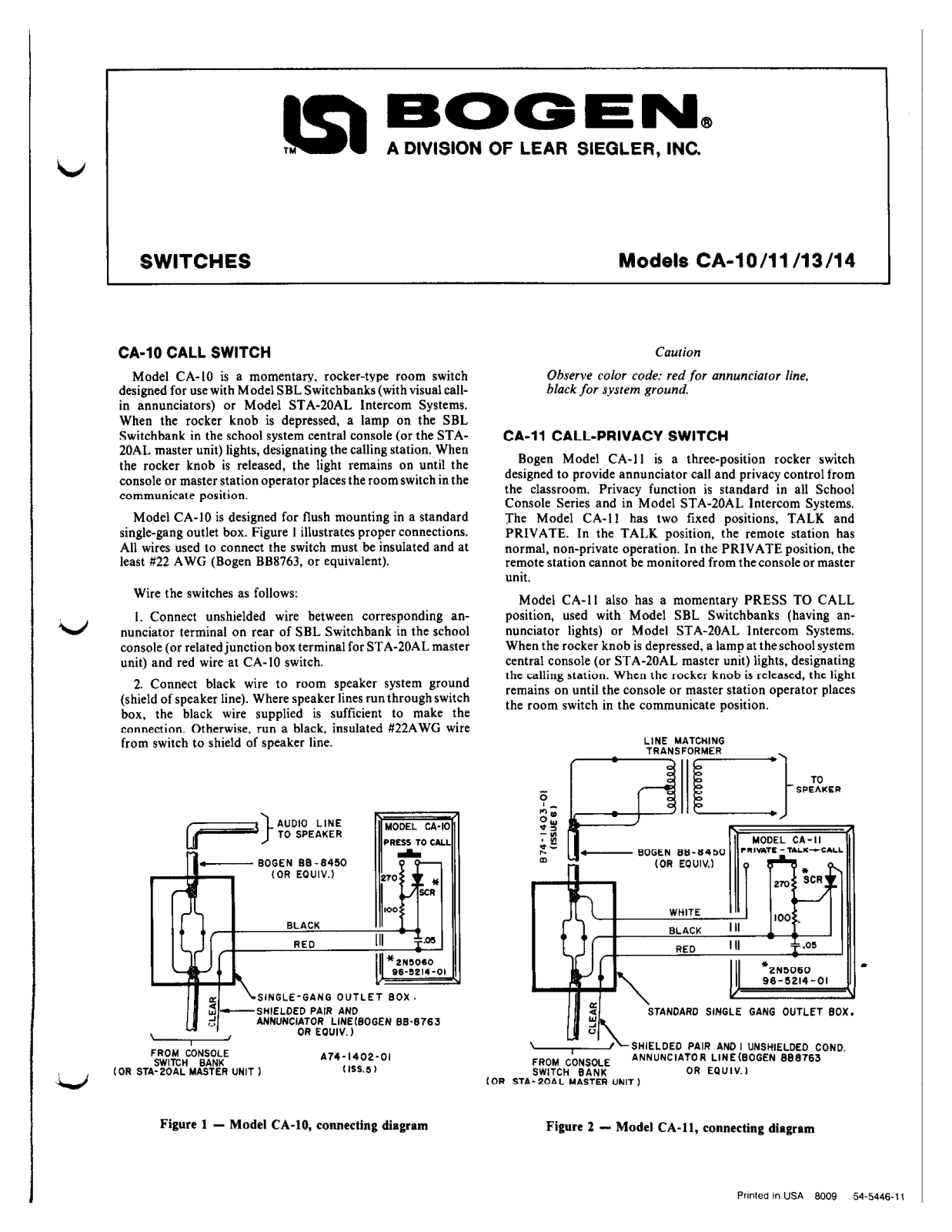 Bogen CA-13, CA-10, CA-14, CA-11 User Manual