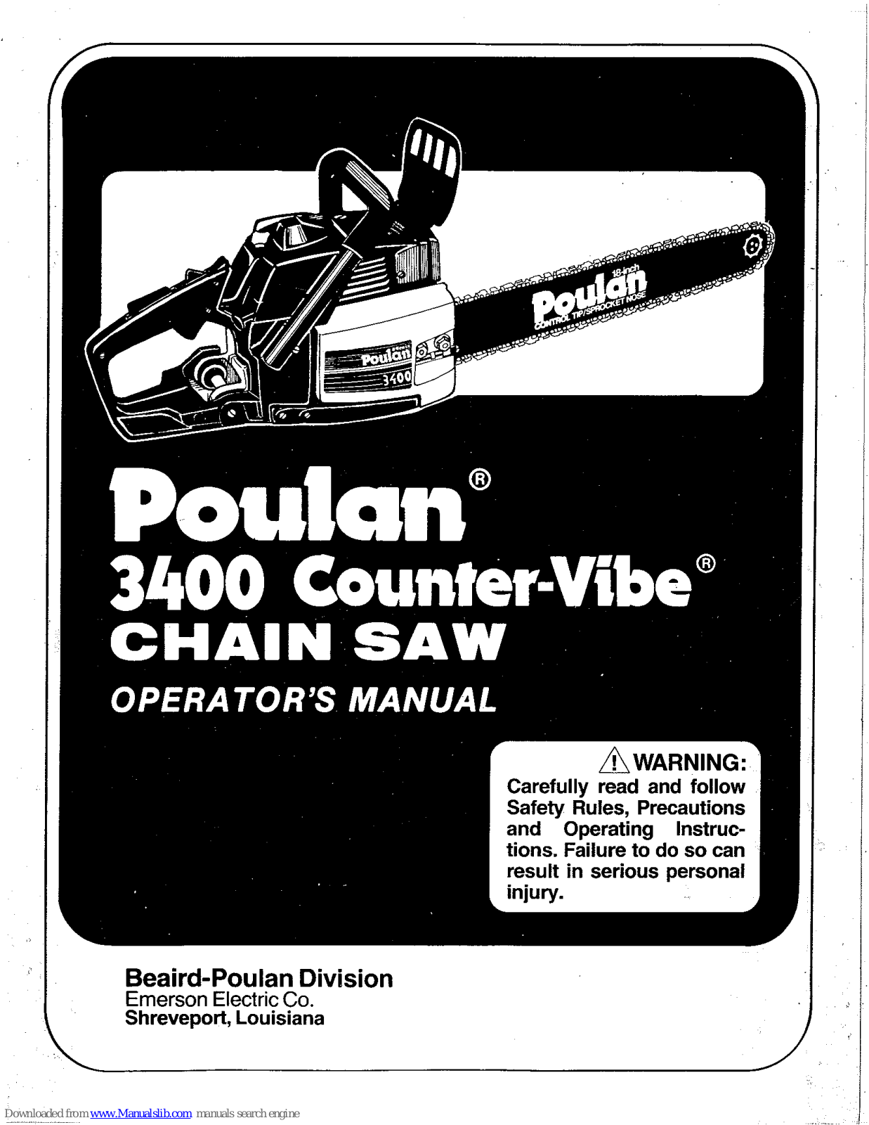 Poulan Pro 1980-06, 3400 Conter-Vibe User Manual