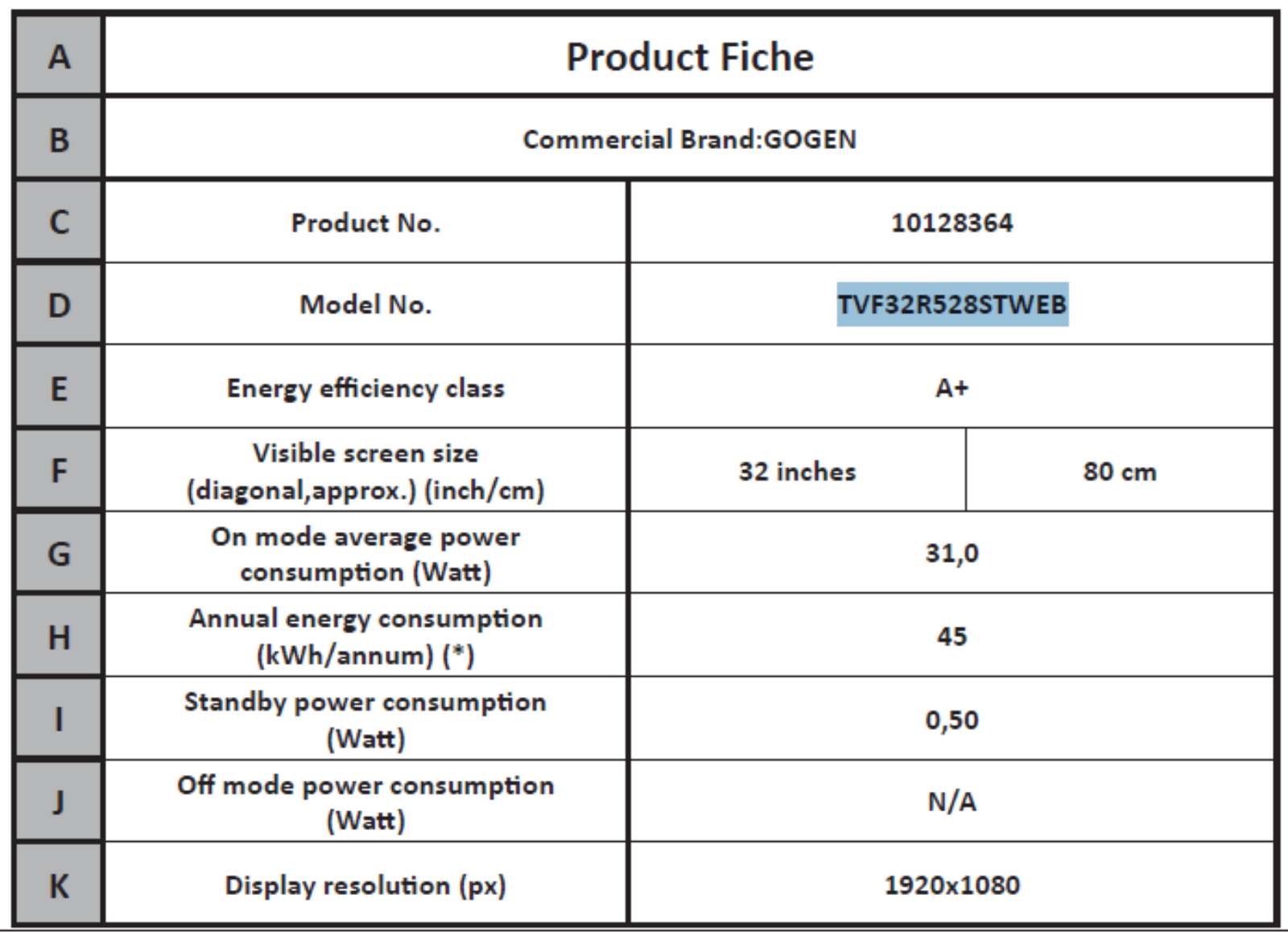 GoGEN TVF 32R528 STWEB User Manual