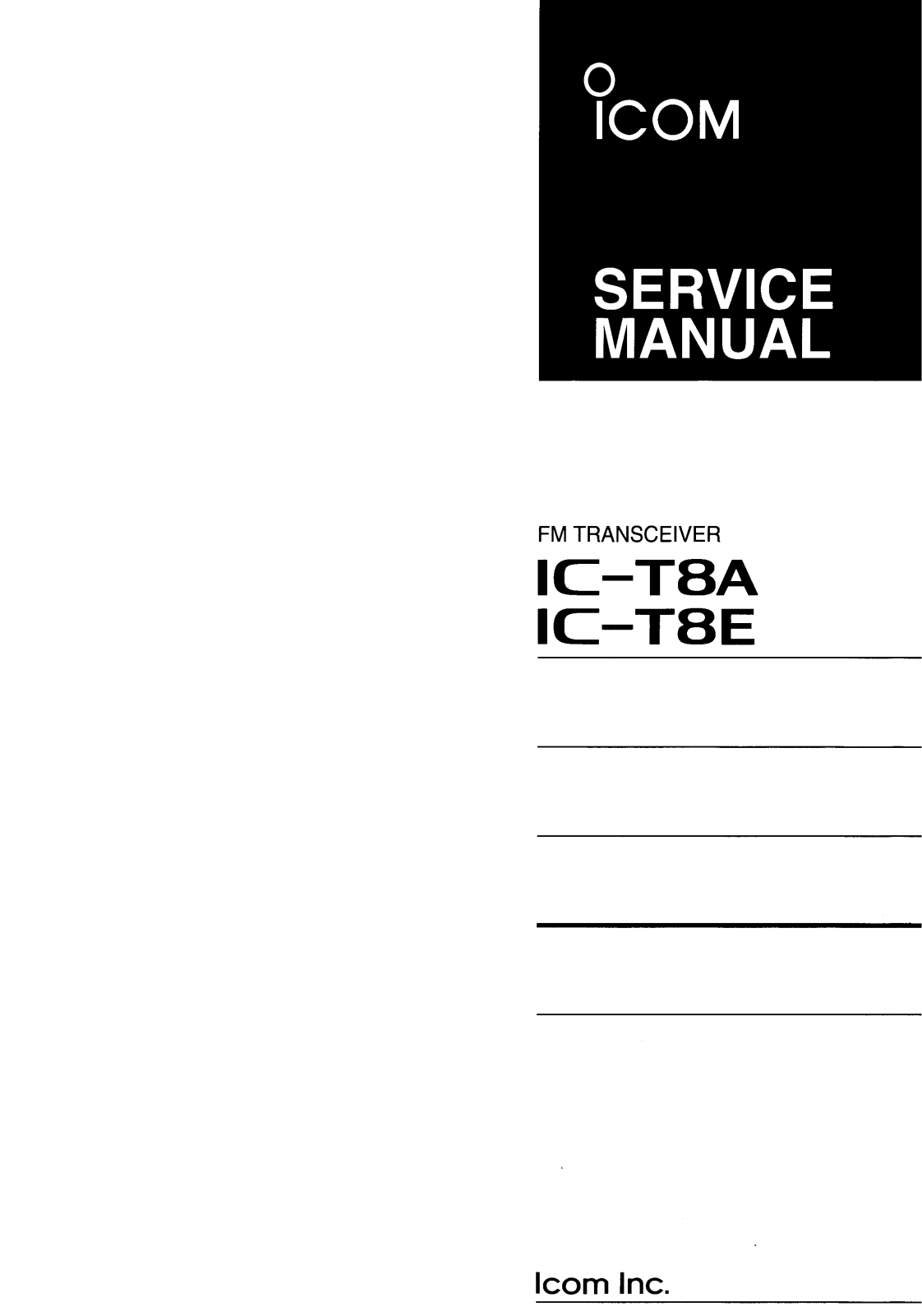 Icom IC-T8A, IC-T8E User Manual