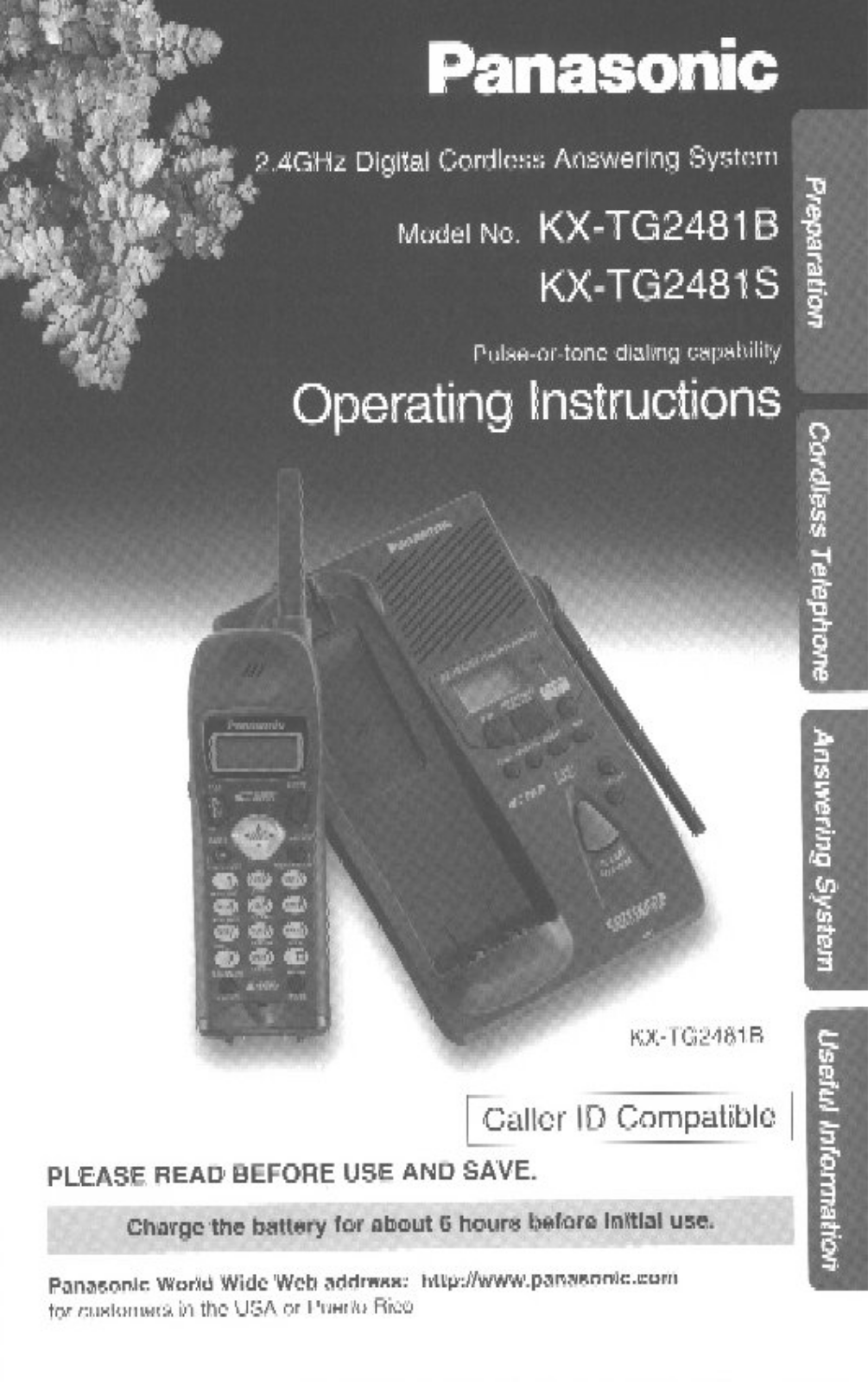 Panasonic KX-TG2481B User Manual