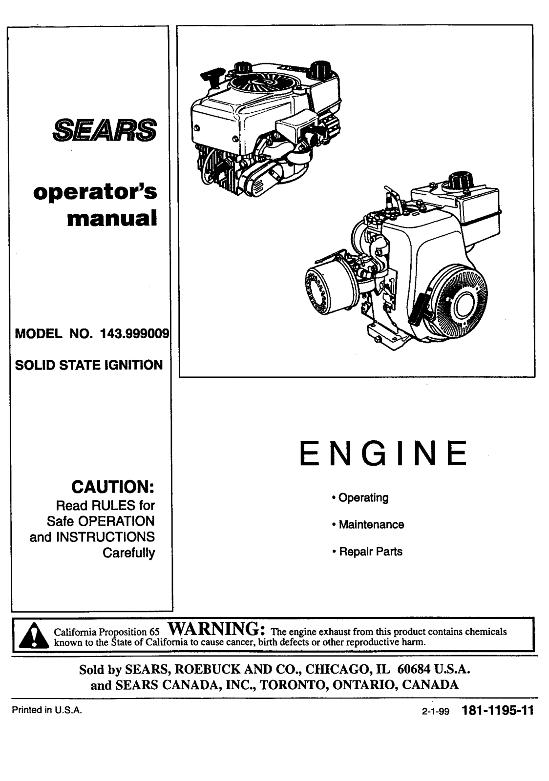 Craftsman 143999009 Owner’s Manual