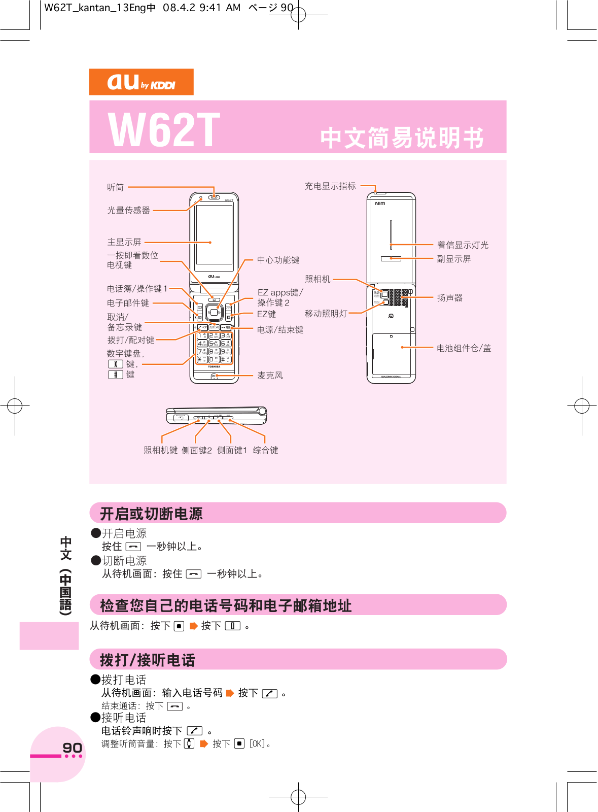 au by kddi W62T User Manual