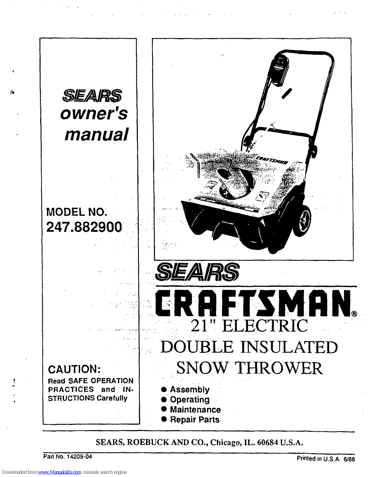 Craftsman 247.882900 Owner's Manual