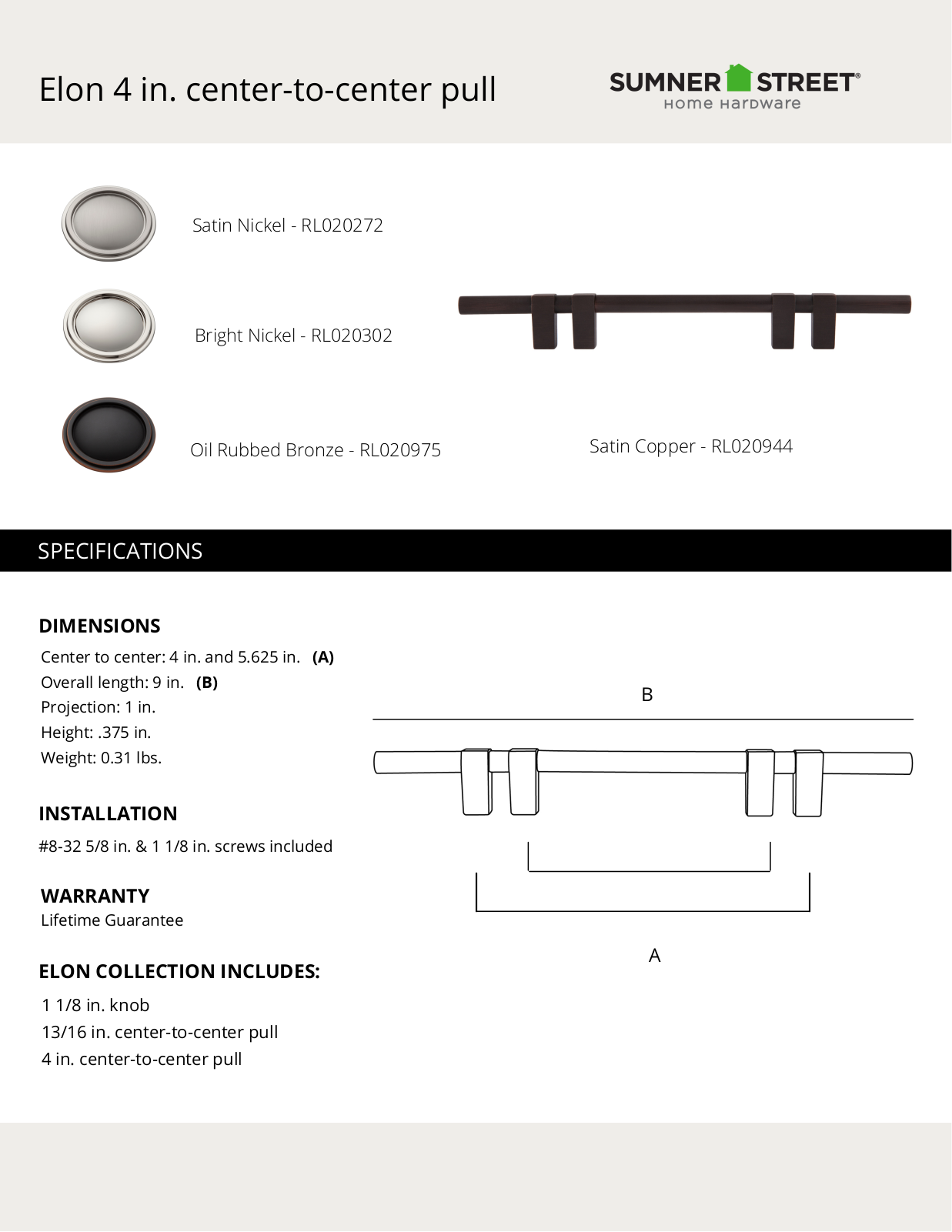 Sumner Street Home Hardware CTHD1031 Specifications - ManualMachine.com