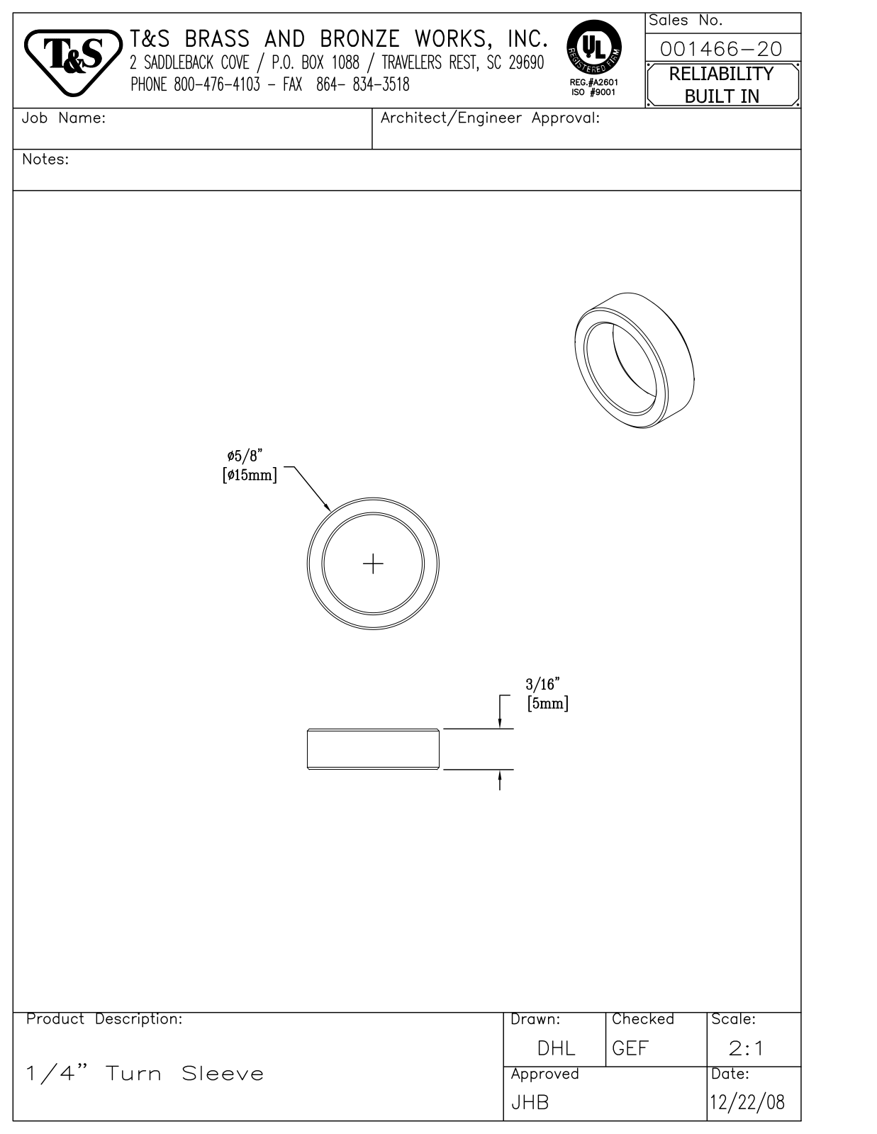 T&S Brass 001466-20 User Manual