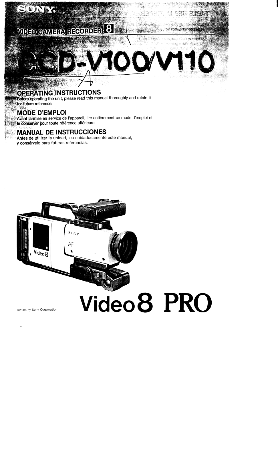 Sony CCD-V100 User Manual