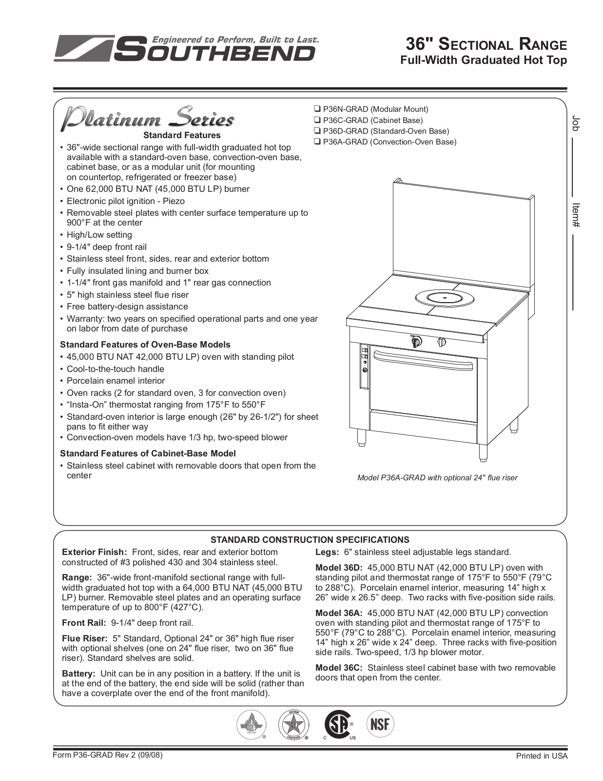 Southbend P36N-GRAD, P36C-GRAD, P36D-GRAD General Manual