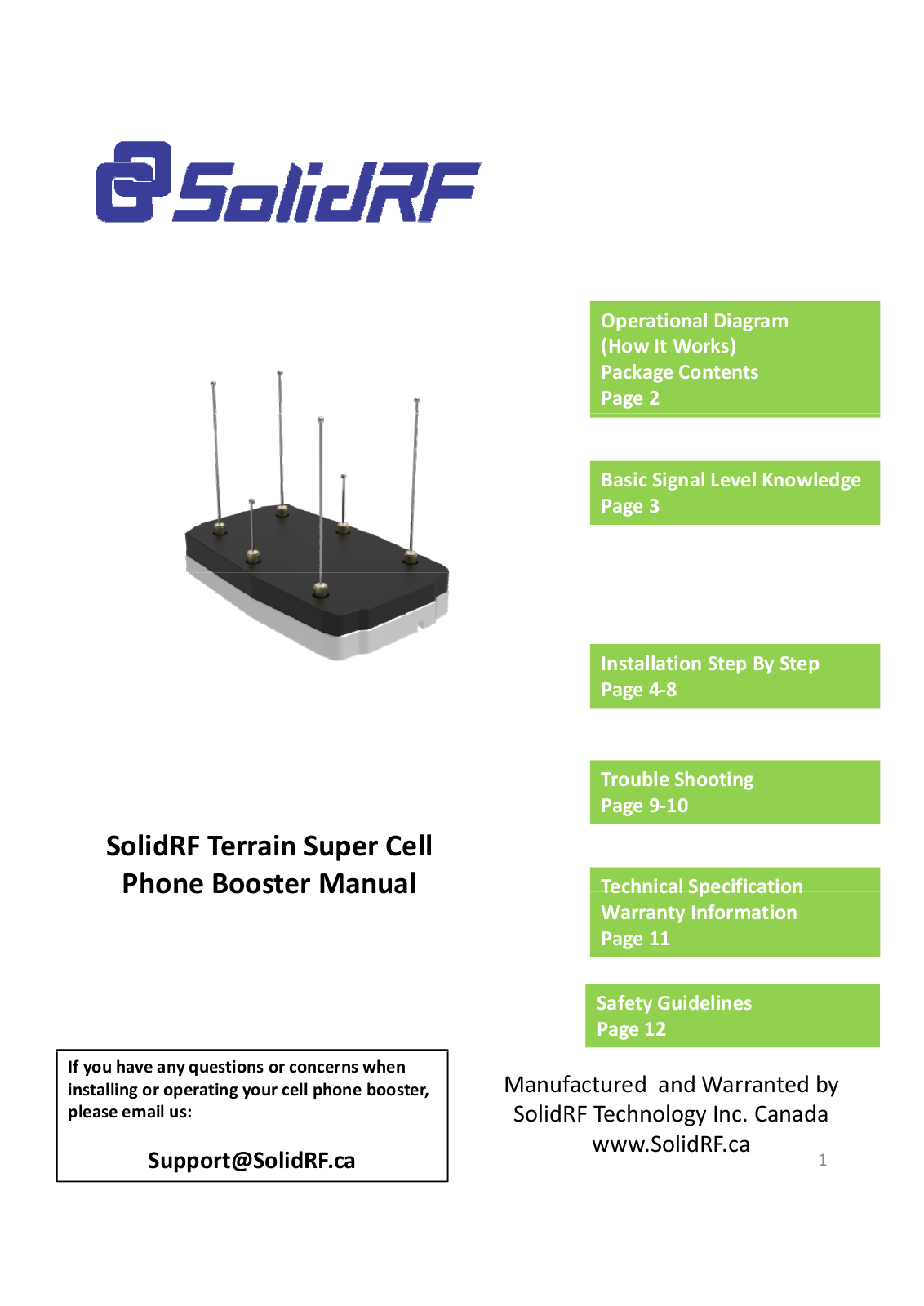 ShenZhen SolidRF Communications SR87503001 User Manual