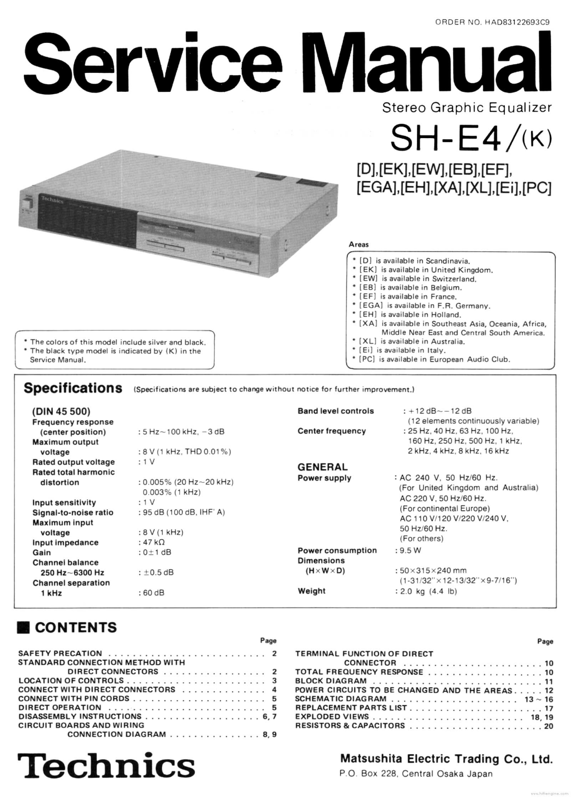 Technics SH-E4 Service Manual