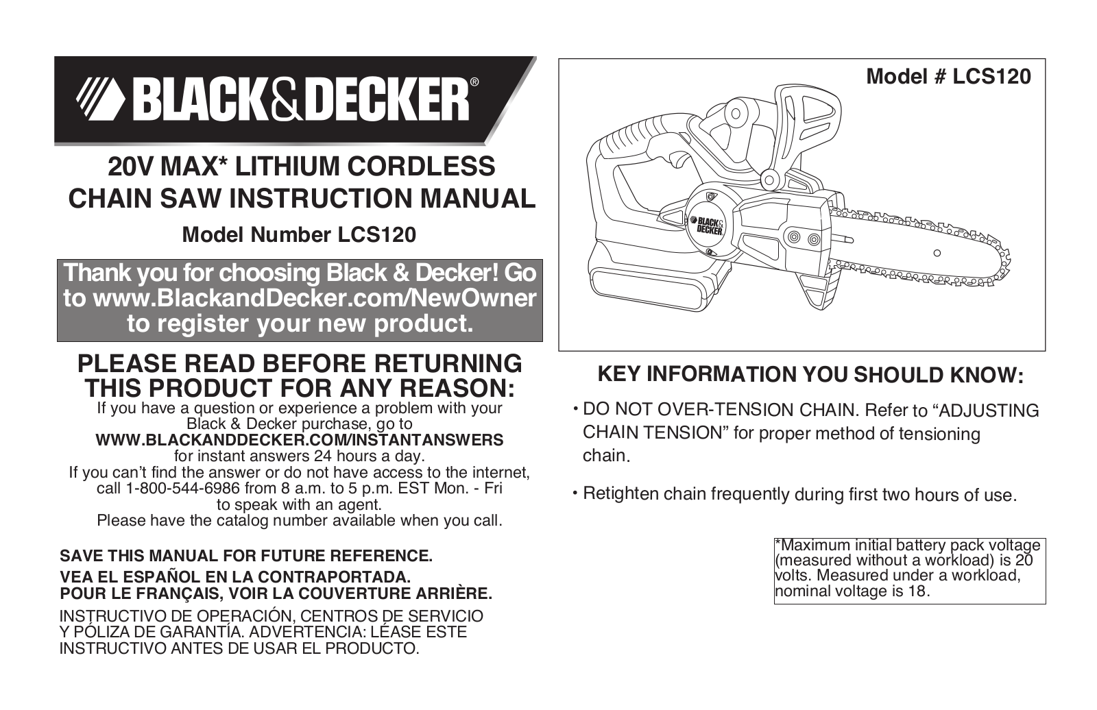 Black & Decker LCS120 User Manual