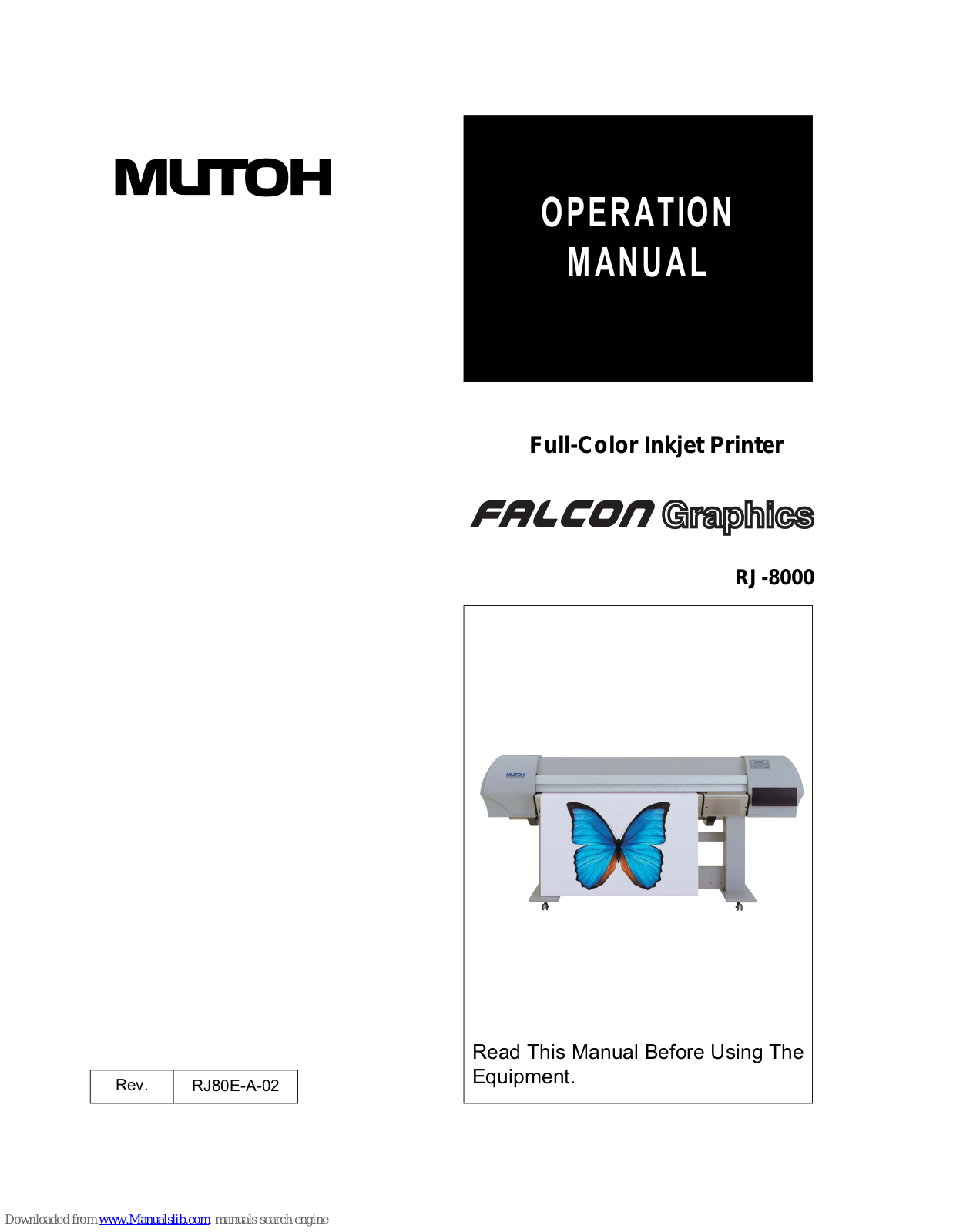 MUTOH Falcon RJ-8000 Operation Manual