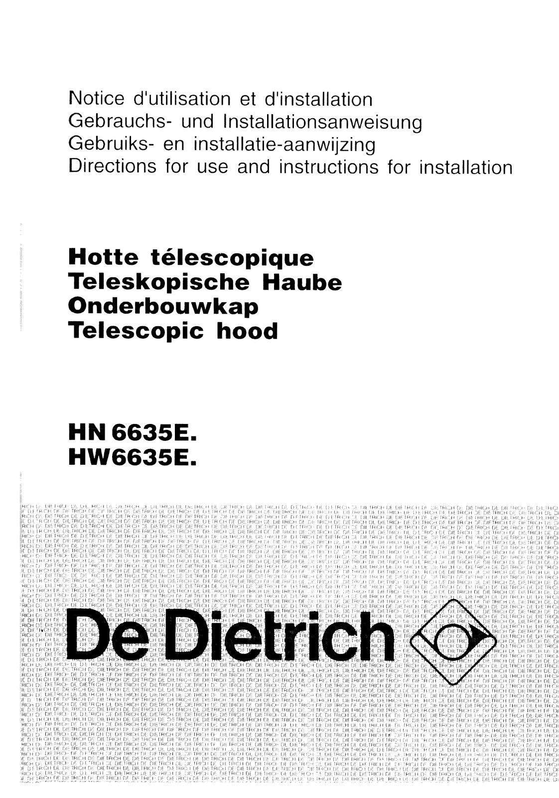 De dietrich HN6635E1, HW6635E1 User Manual