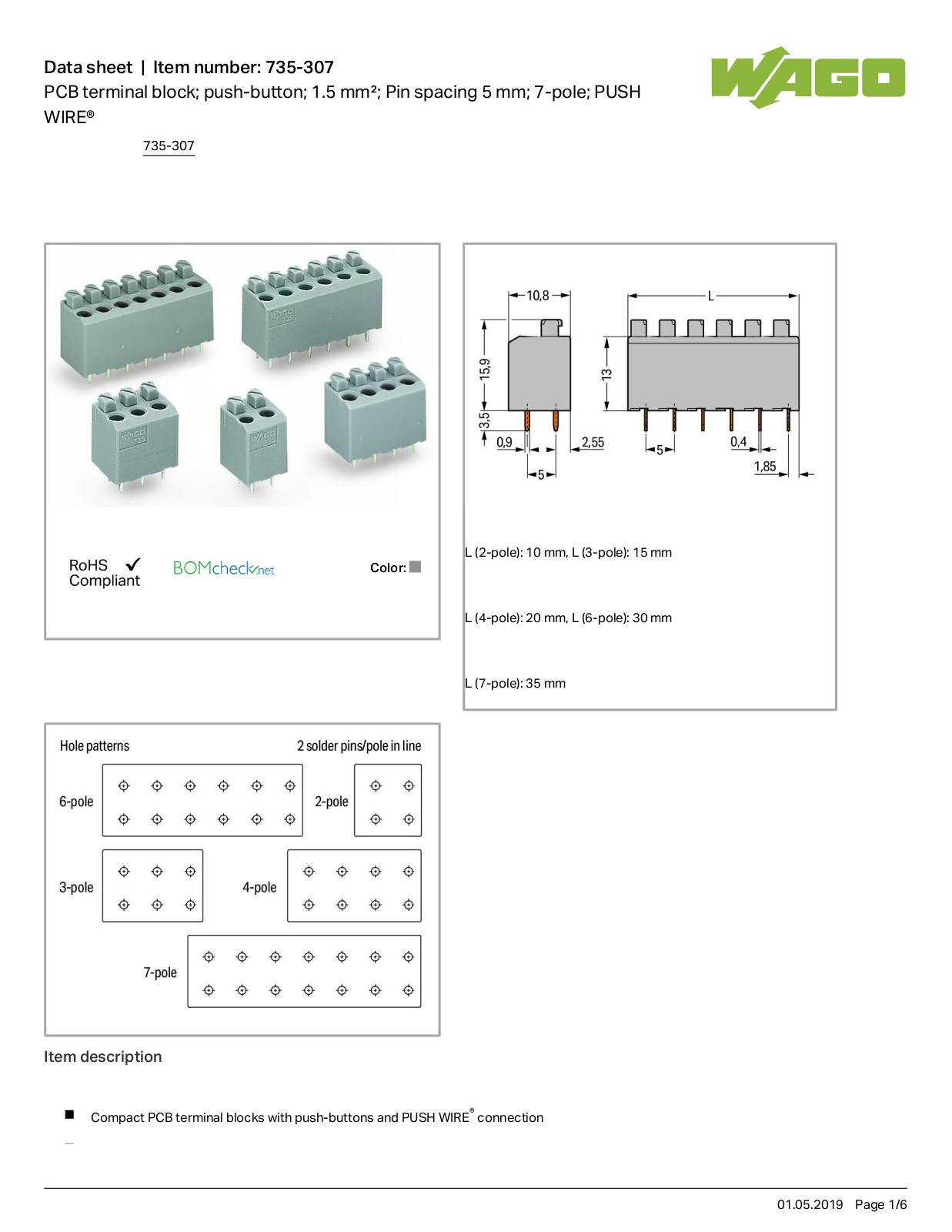 Wago 735-307 Data Sheet