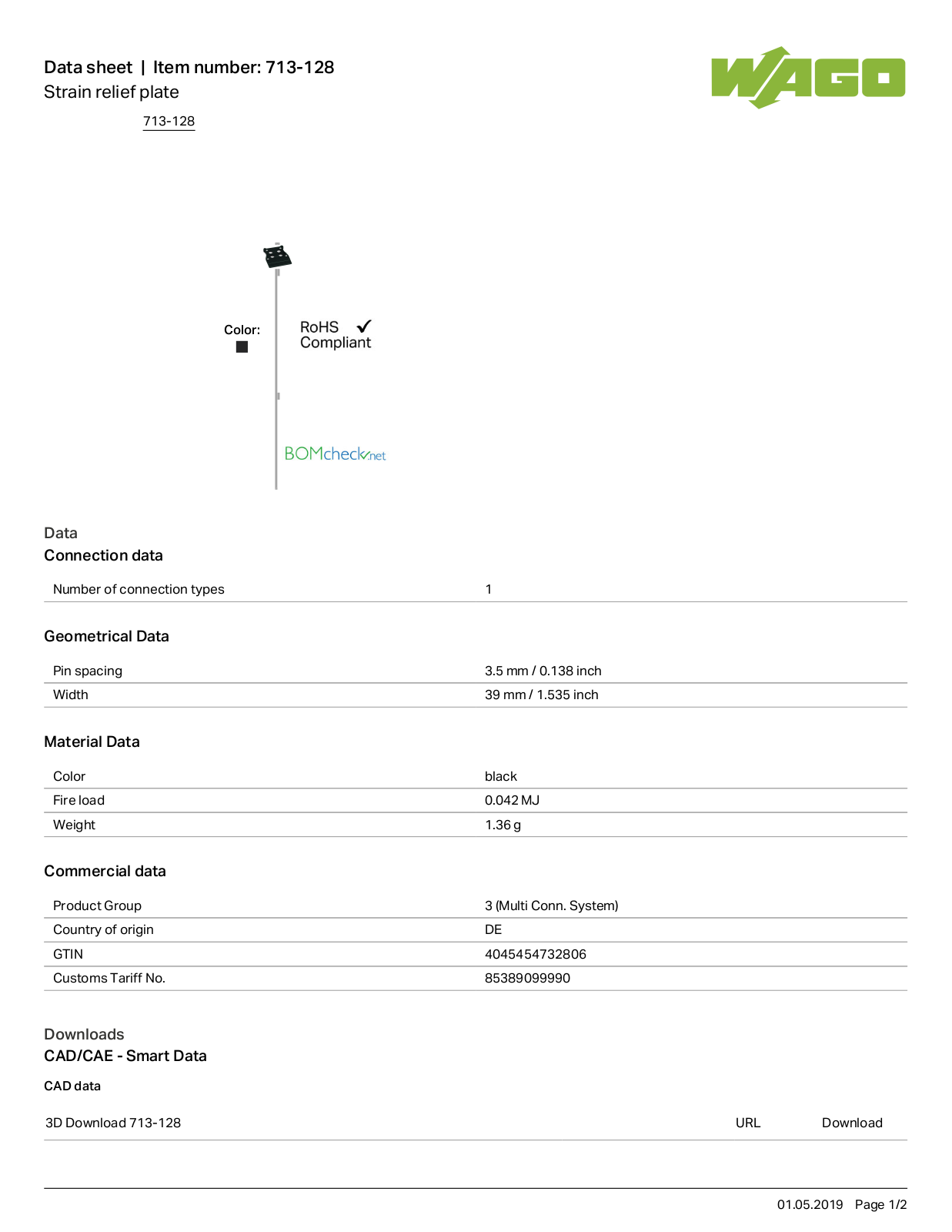 Wago 713-128 Data Sheet