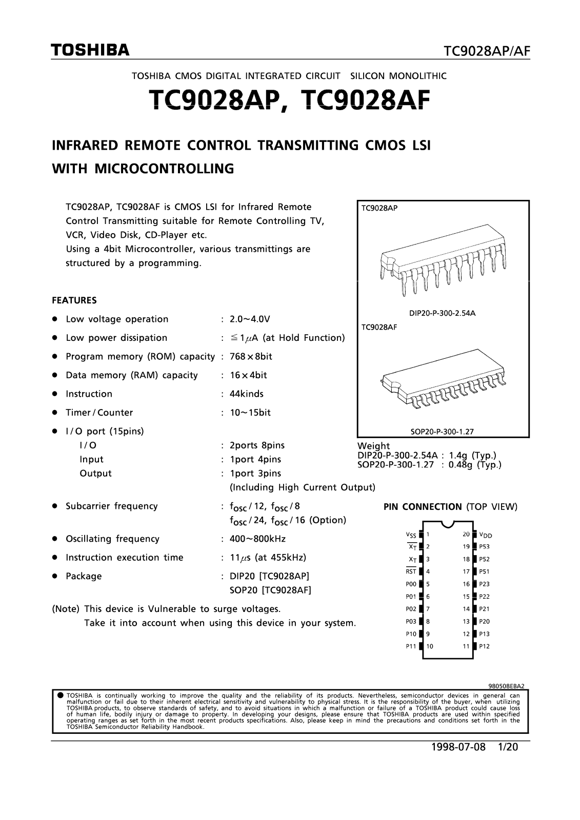 Toshiba TC9028AP Datasheet