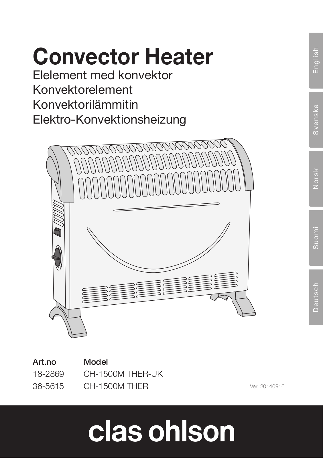 Clas Ohlson CH-1500M THER-UK, CH-1500M THER Instruction Manual