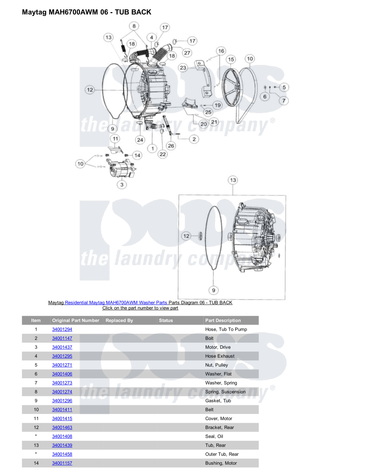 Maytag MAH6700AWM Parts Diagram