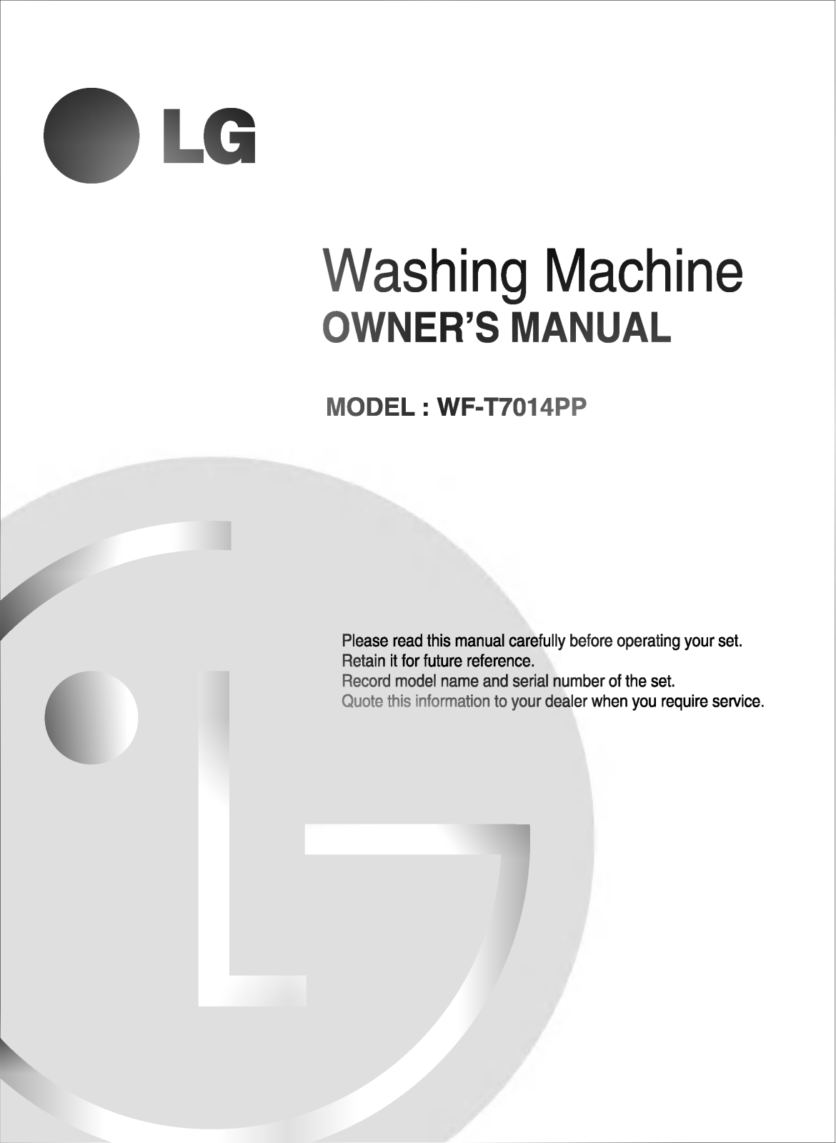 LG WF-5776TTP Owner’s Manual