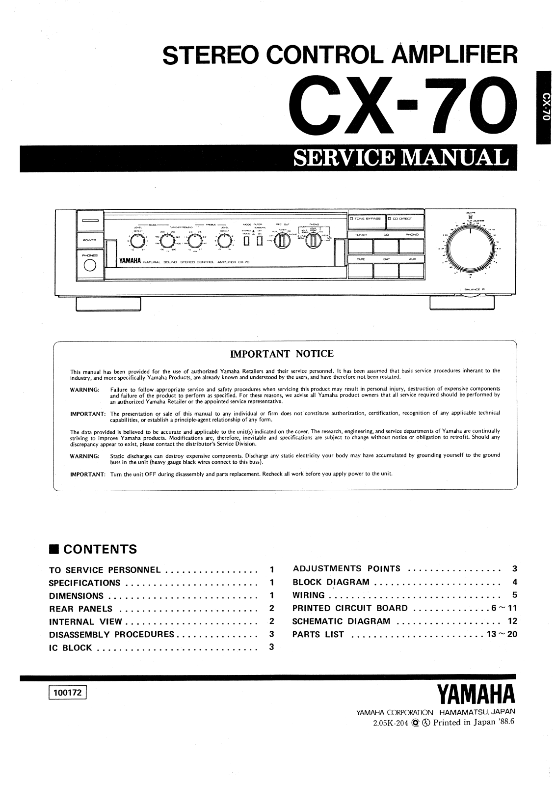 Yamaha CX-70 Service Manual