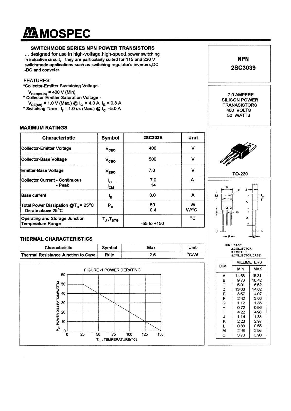 MOSPEC 2SC3039 Datasheet