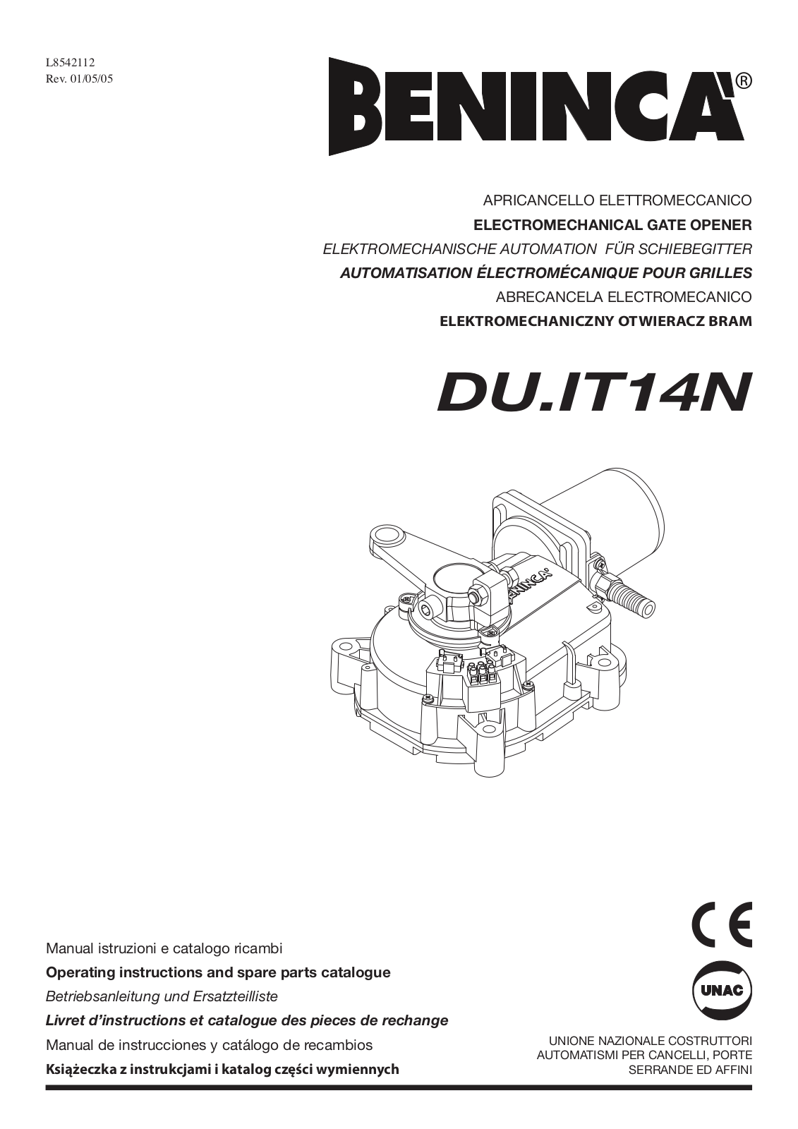 Beninca DU.IT14T User Manual