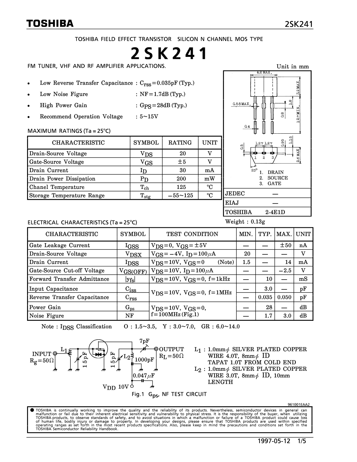Datasheet 2SK241 Specification - ManualMachine.com
