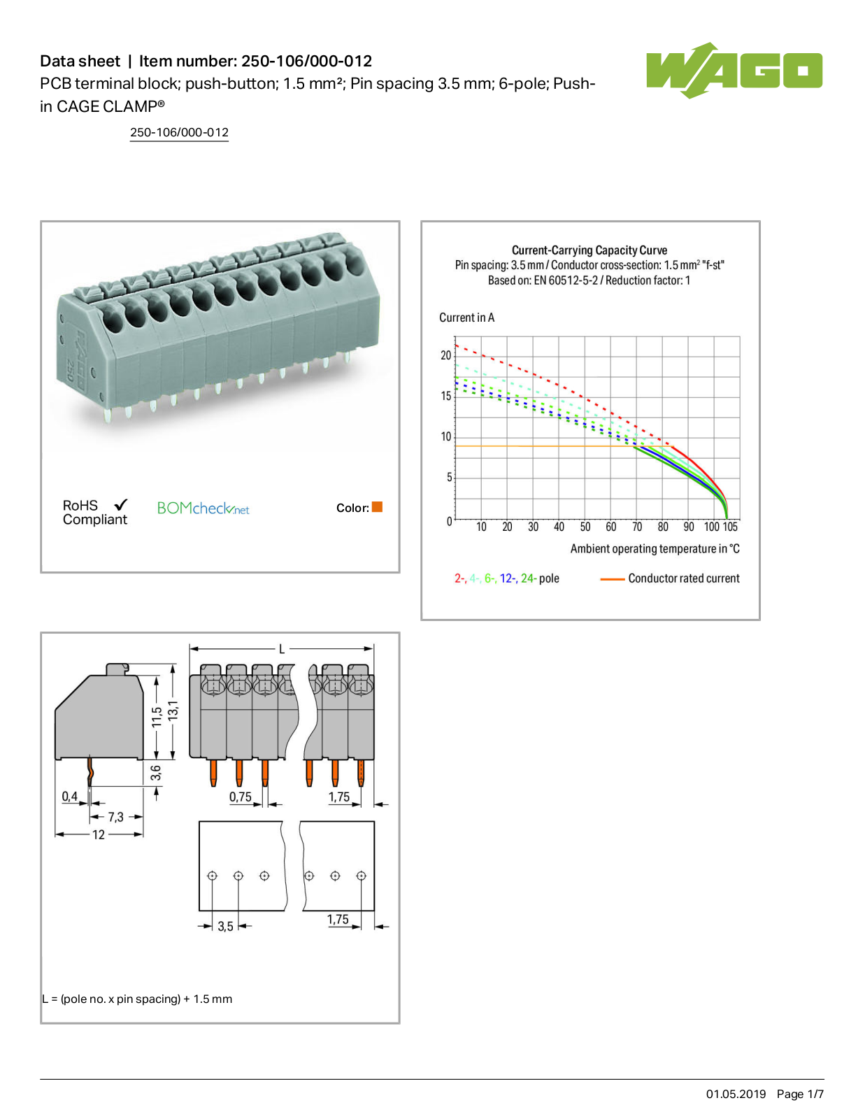 Wago 250-106/000-012 Data Sheet