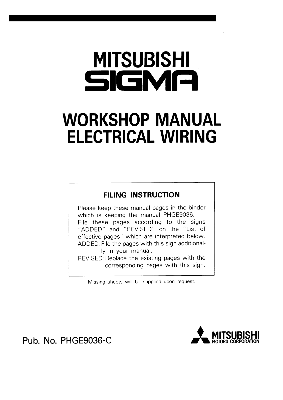 Mitsubishi Sigma 1992 User Manual