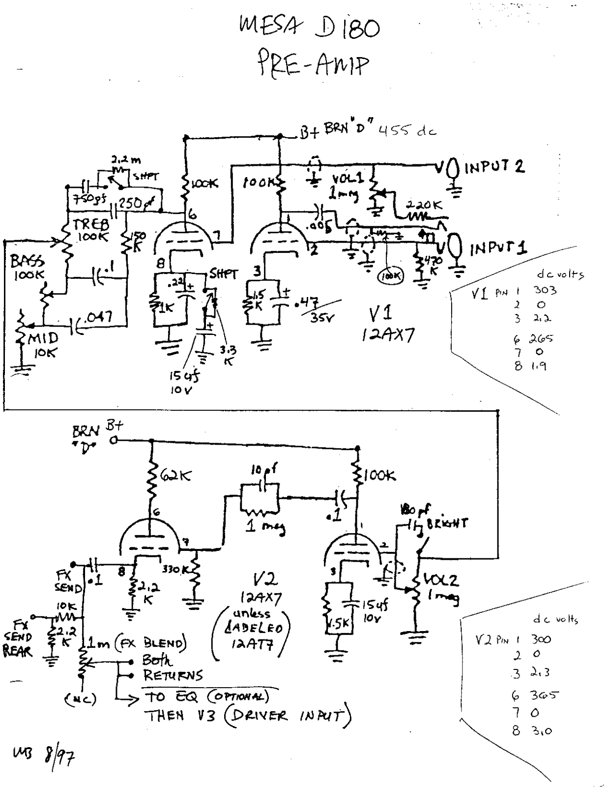 Mesa Boogie d 180 schematic