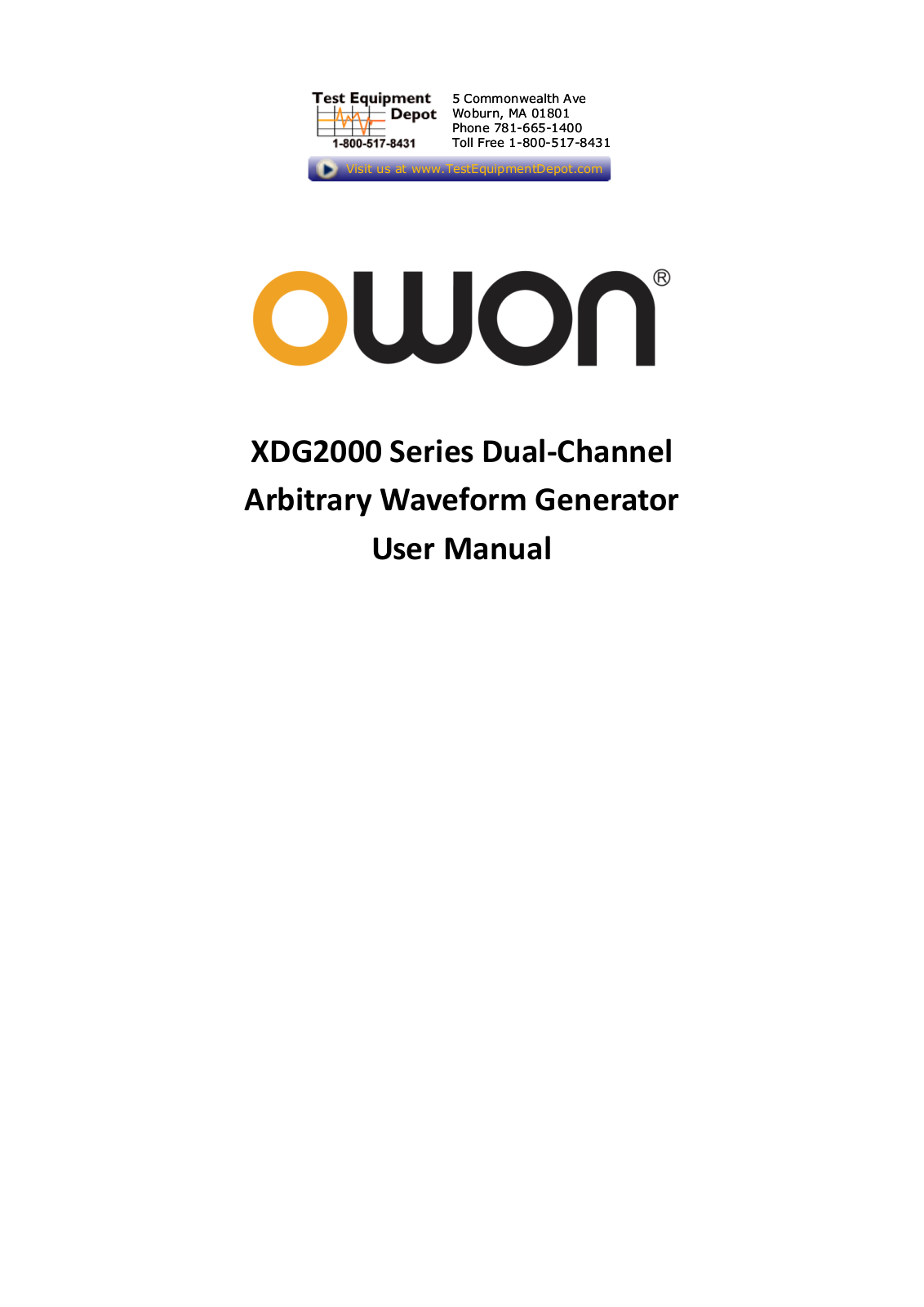 Owon Owon XDG2080 Manual