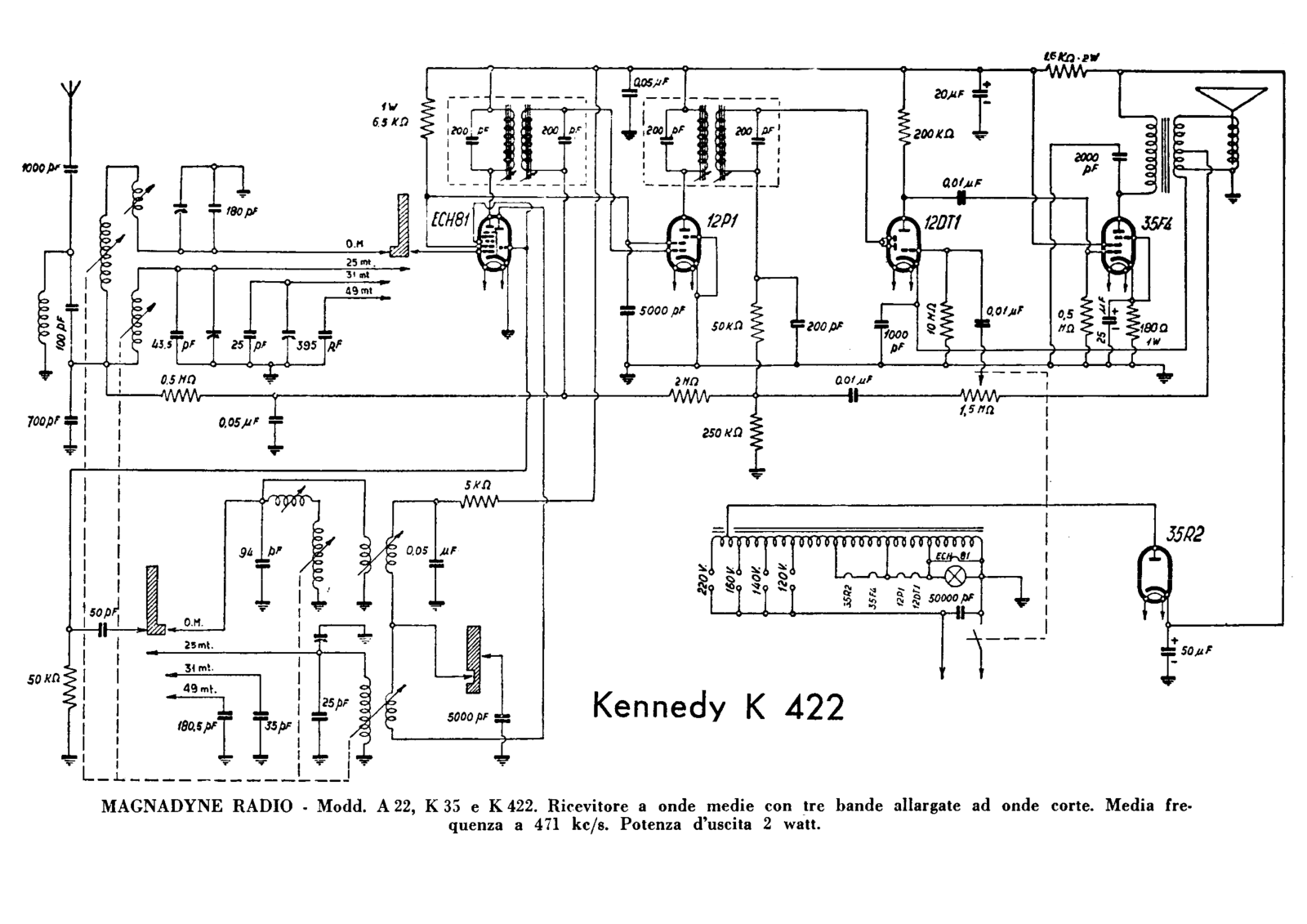 Kennedy k422, k35, a22 schematic