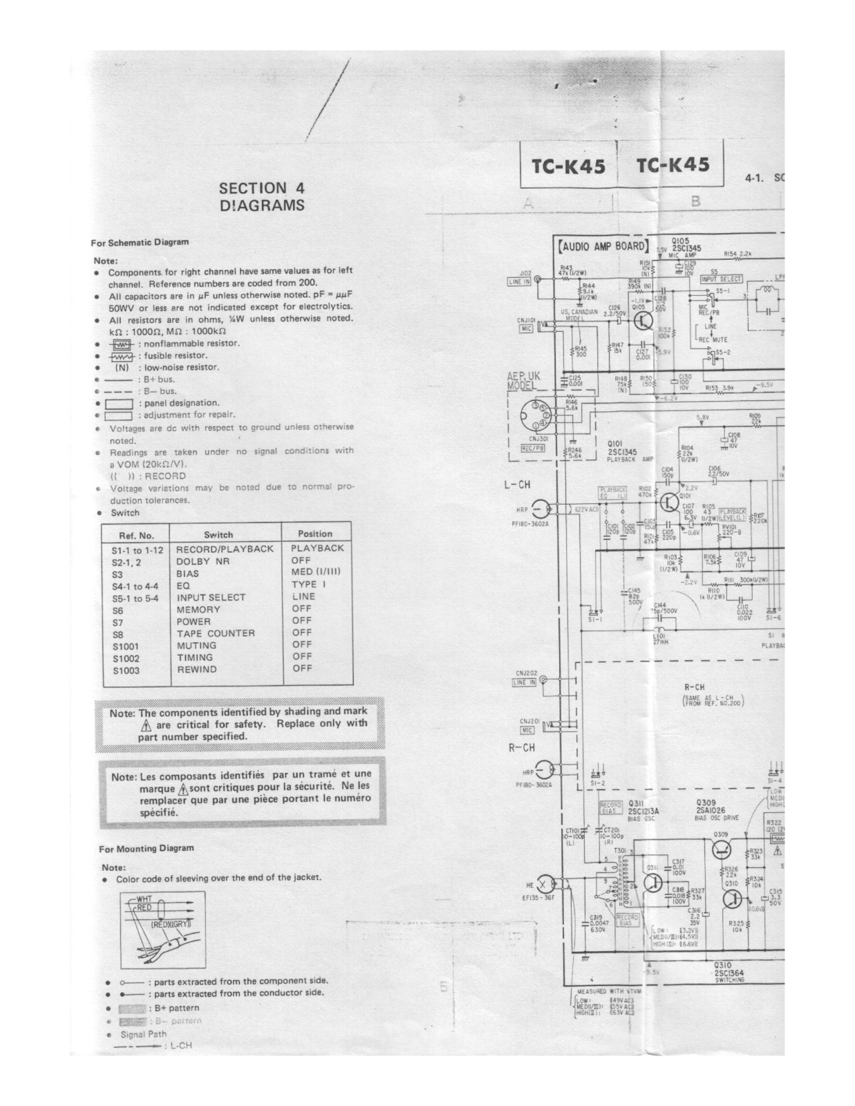 Sony TC K45 Schematic