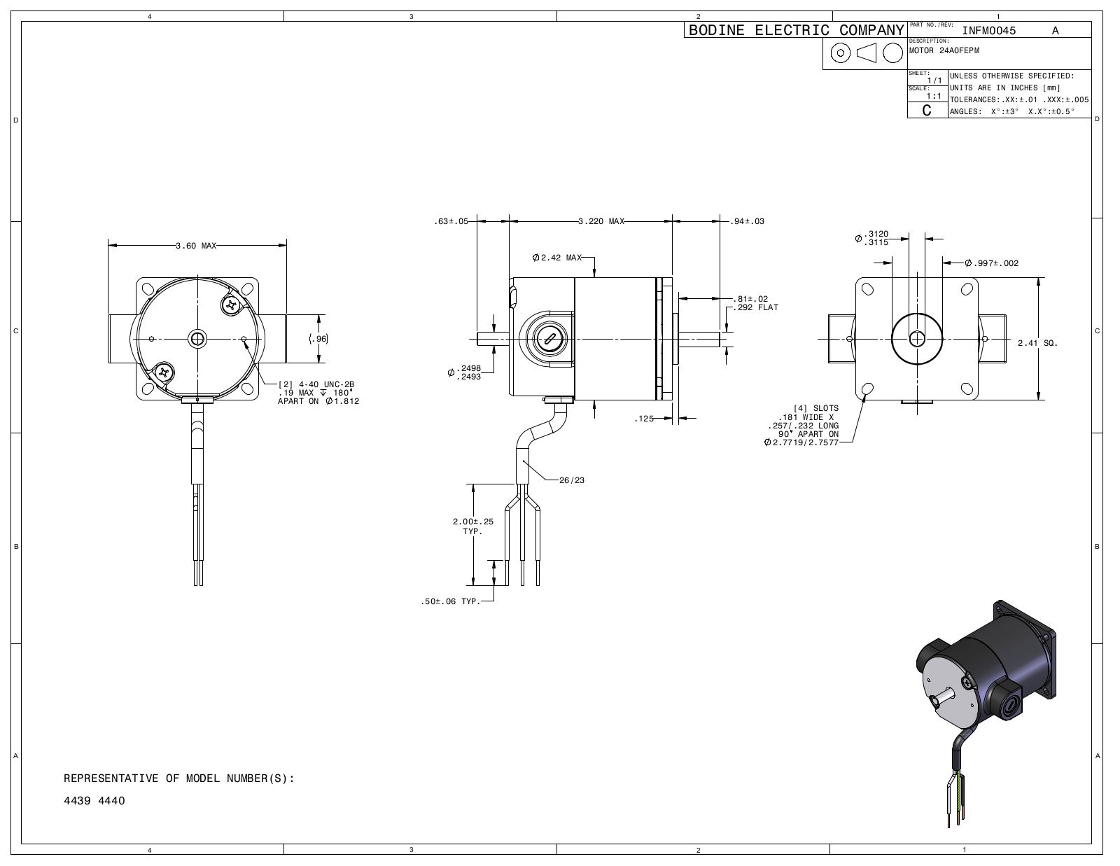 Bodine 4439, 4440 Reference Drawing