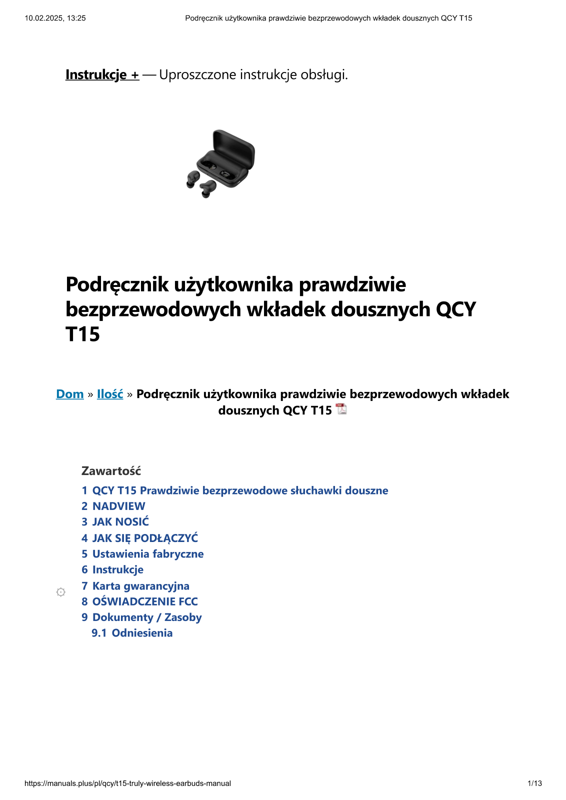 QCY T15 User guide - ManualMachine.com