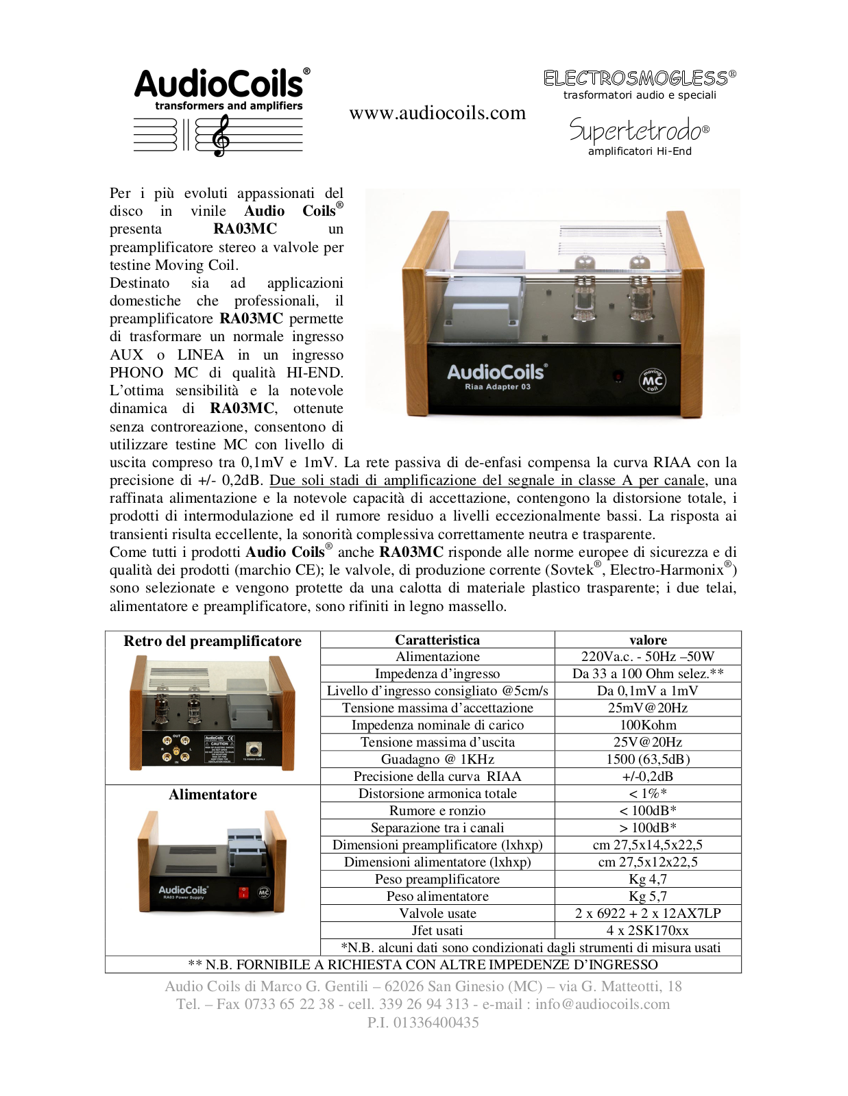AudioCoils RA-03-MC Brochure - ManualMachine.com