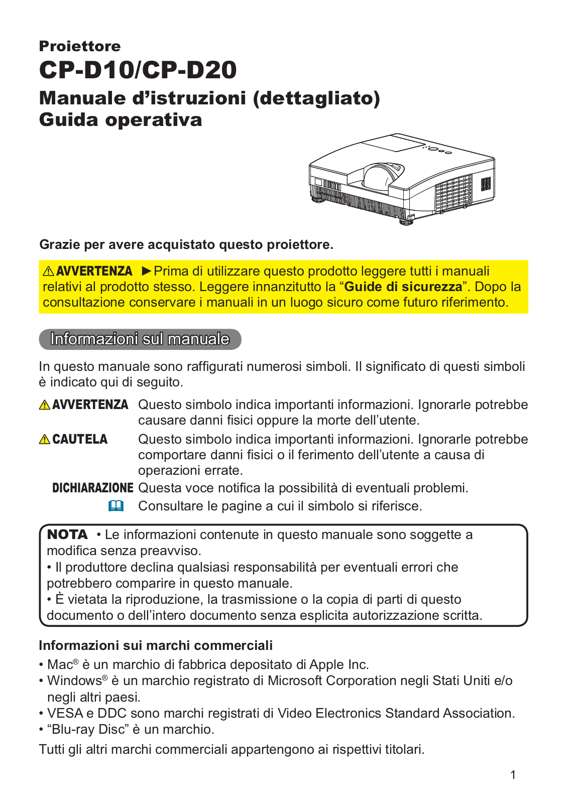 Hitachi CP-D20 User Manual