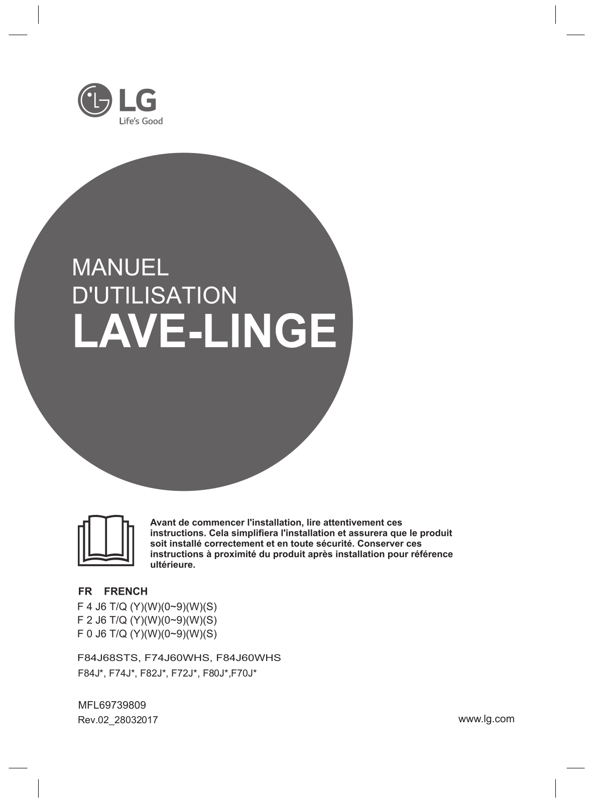 LG F74J60SWH User Manual