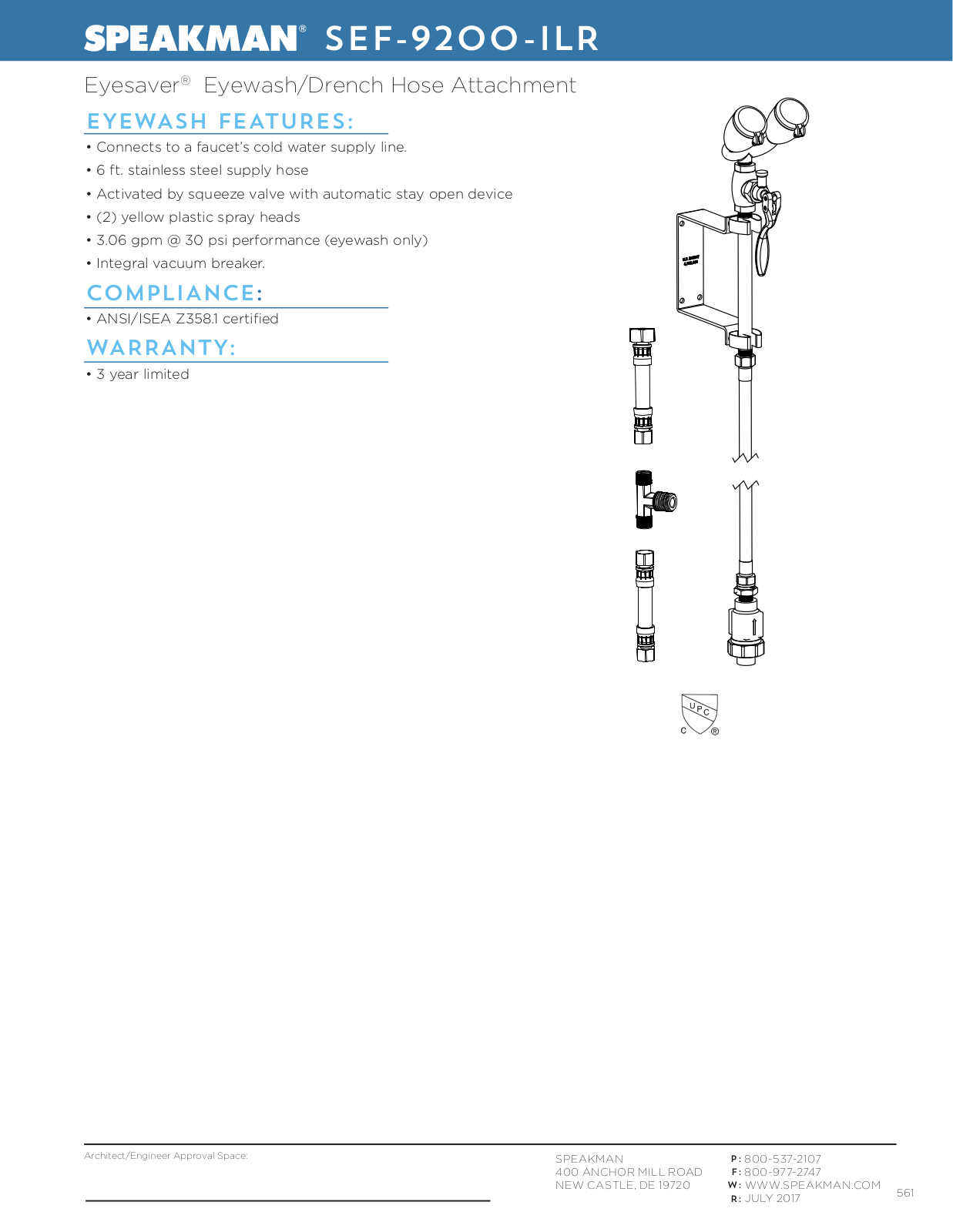 Speakman SPK1506 Specifications & Dimensions - ManualMachine.com