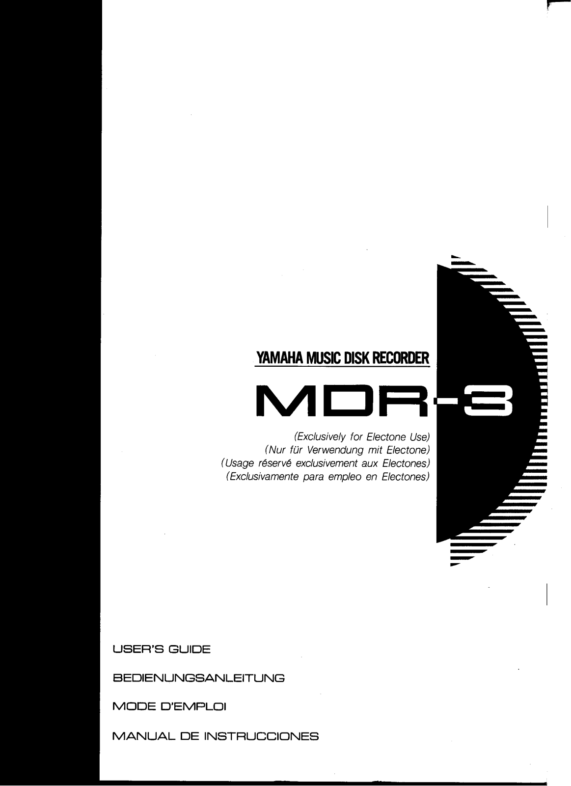 Yamaha MDR3, MDR3E User Manual