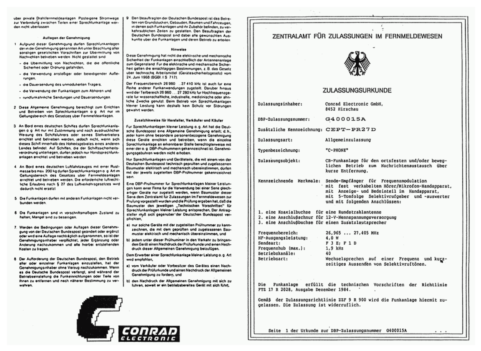 Conrad C-Phone User Manual