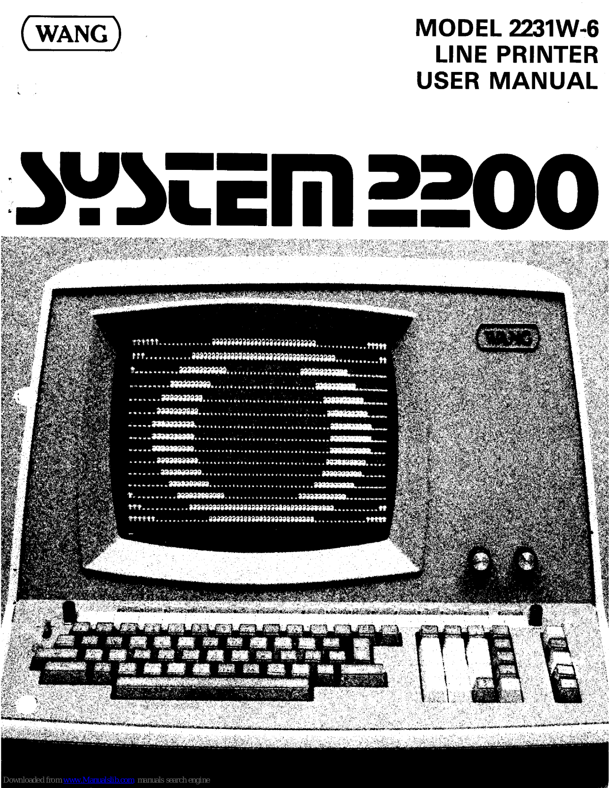 Wang 2231W-6, SYSTEM 2200 User Manual