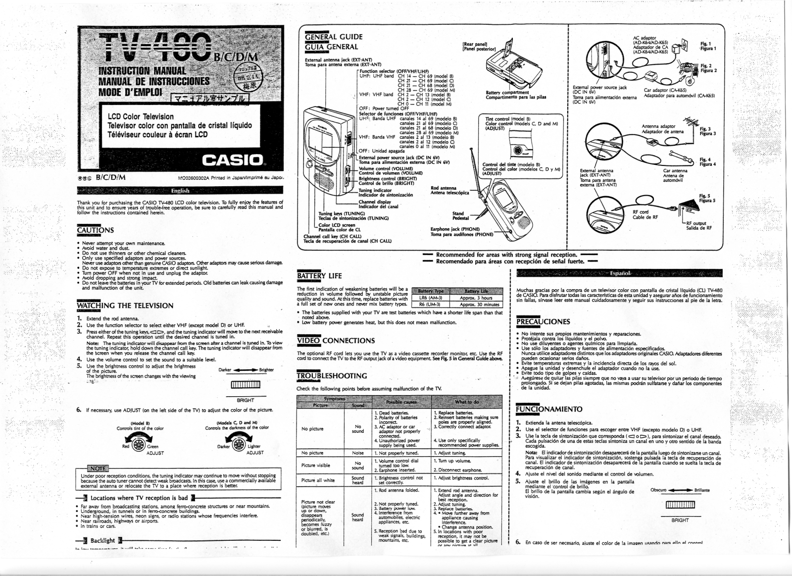Casio TV-480 Manual
